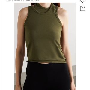 The Frankie Shop Nev Double Asymmetric Layer Tank - olive/army green, sz Medium